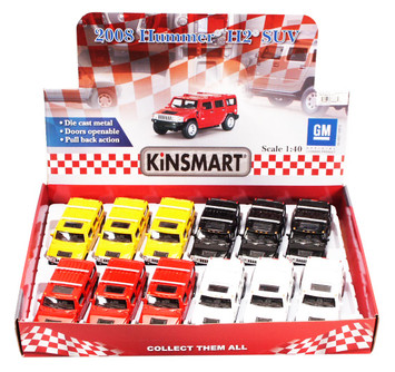 2008 Hummer H2 SUV Diecast Car Package - Box of 12 1/40 scale Diecast Model Cars, Assorted Colors