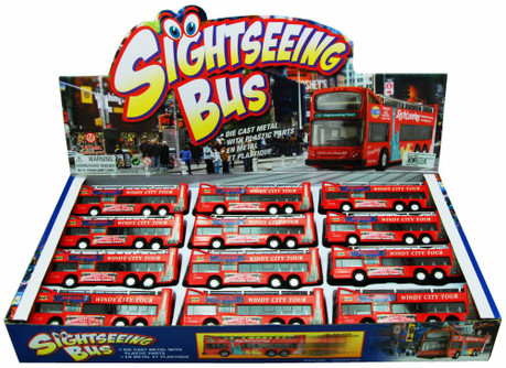 Box of 12 NYC 7-Eleven Red Sightseeing Double Decker Bus