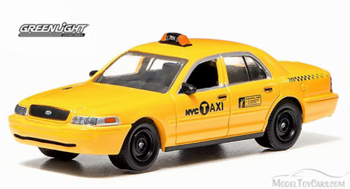 Box of 12 Diecast Model Cars - 2011 Ford Crown Victoria NYC Taxi Cab, Yellow 1/64 Scale