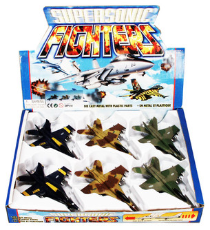 Supersonic Fighter Airplane Diecast  Package - Box of 6 Assd 7.5 Inch Scale Diecast Model Planes