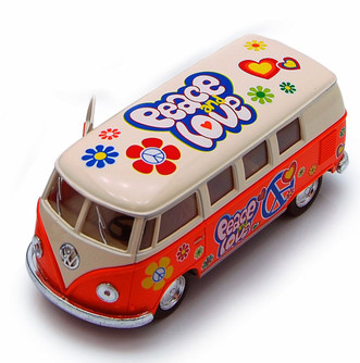 1962 Volkswagen Classical Bus, Orange - Kinsmart 5377DF - 1/32 scale Diecast Car (New, but NO BOX)