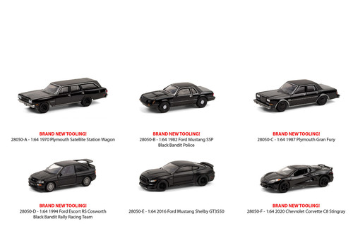 ミニカー　GREENLIGHT　BLACKBANDIT　1/64　2台まとめ売り Greenlight Black Bandit Series 26 Diecast Car Set - Box of 6