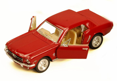 1964 1/2 Ford Mustang, Red - Kinsmart 5351D - 1/36 scale Diecast Model Toy Car (Brand New, but NOT IN BOX)
