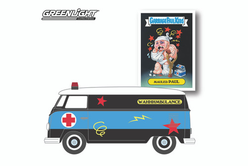 1965 Volkswagen Panel Van Ambulance - Mauled Paul, Black & Blue - Greenlight 1/64 Diecast Car