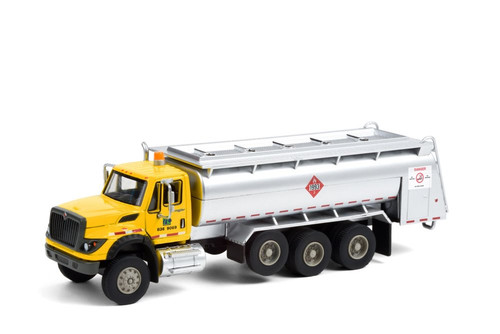 2018 International WorkStar Tanker Truck, Yellow & Silver - Greenlight 45120A - 1/64 Diecast Car