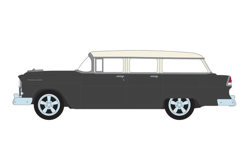 1955 Chevy Two-Ten Handyman, Flat Black - Greenlight 36010A/48 - 1/64 scale Diecast Model Toy Car