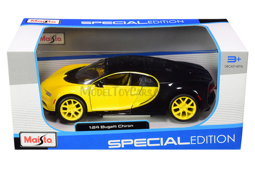Bugatti Chiron, Yellow and Black - Maisto 31514YLBK - 1/24 scale Diecast Model Toy Car