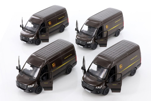  Mercedes-Benz Sprinter UPS Delivery Van  Car Set - Box of 12 Assd 1/48 scale Diecast Model Cars