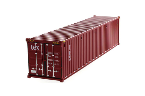 40' Dry Goods Sea Shipping Container 'TEX', Burgundy - Diecast Masters 91027A, 1/50 Plastic Replica