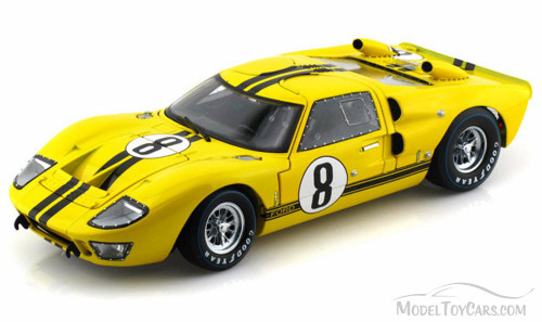 1966 Ford GT-40 MK II #8, Yellow w/ Black Stripes - Shelby  SC417 - 1/18 Scale Diecast Model Toy Car