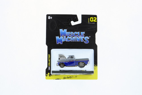 1955 Chevy Cameo Pickup, Blue and Silver - Maisto 15526/1 - 1/64 scale Diecast Model Toy Car