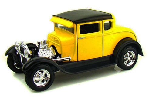 Diecast Car w/Trailer - 1929 Ford Model A, Yellow - Maisto 34201 - 1/24 Scale Diecast Model Toy Car