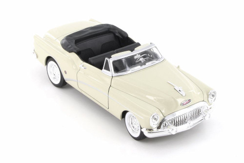 Diecast Car w/Trailer - 1953 Buick Skylark Open Convertible, White - Welly 24027C, 1/24 Diecast Car