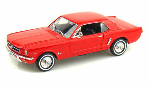 Diecast Car w/Trailer - 1964 1/2 Ford Mustang Coupe, Red - Welly 22451- 1/24 Scale Diecast Model Toy Car (Brand New, but NOT IN BOX)