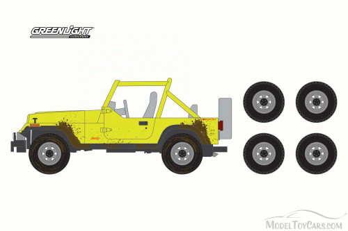 1991 Jeep Wrangler YJ w/ Wheel and Tire Set, Yellow - Greenlight 97030D/48 - 1/64 Scale Diecast Car