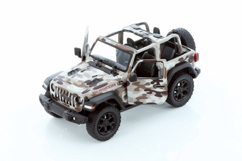 2018 Jeep Wrangler Rubicon, Camo Brown - Kinsmart 5420DAB - 1/34 scale Diecast Model Toy Car