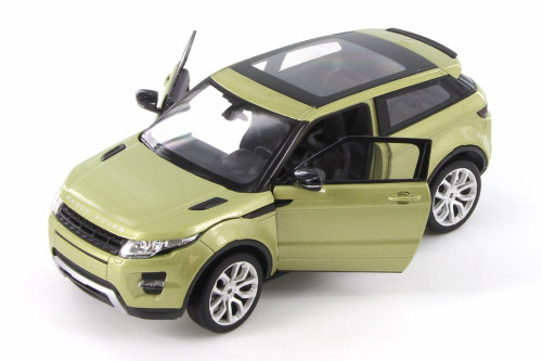 Diecast Car w/Trailer - Land Rover Range Rover Evoque SUV w/ Sunroof, Green - Welly 24021WGN - 1/24 scale Diecast Model Toy Car