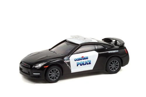 Oceanside Police California 2015 Nissan GT-R, Black & White - Greenlight 42960D - 1/64 Diecast Car