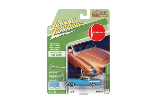 1957 Studebaker  Golden Hawk, Wedgewood Blue - Johnny Lightning JLCG025/48B - 1/64 scale Diecast Model Toy Car