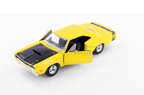 1969 Dodge Coronet Super Bee, Yellow - Showcasts 73315/16D - 1/24 Scale Diecast Model Toy Car