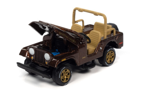 Jeep CJ-5, Mocha Brown Metallic - Johnny Lightning JLSP150/24A - 1/64 scale Diecast Model Toy Car