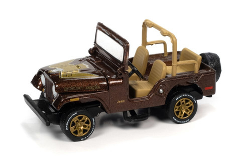 Jeep CJ-5, Mocha Brown Metallic - Johnny Lightning JLCG025/48A - 1/64 scale Diecast Model Toy Car