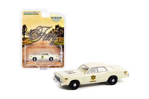 1977 Plymouth Fury #34 Riverton Sheriff, Cream/Ivory - Greenlight 30316/48 - 1/64 scale Diecast Car
