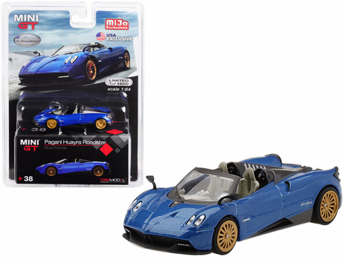 Pagani Huayra Roadster, Blue Francia - Mini GT MGT00038-MJ - 1/64 scale Diecast Model Toy Car