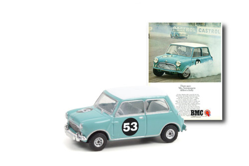 1967 Morris Mini Cooper S #53, Baby Blue - Greenlight 39080B/48 - 1/64 scale Diecast Model Toy Car