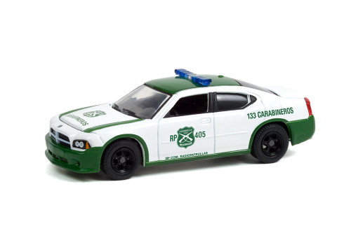 Carabineros de Chile 2006 Dodge Charger Police, Green and White - Greenlight 1/64 scale Diecast Car