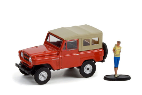 1975 Nissan Patrol and Backpacker Figurine, Orange and Tan -  97120A/48 - 1/64 scale Diecast Car
