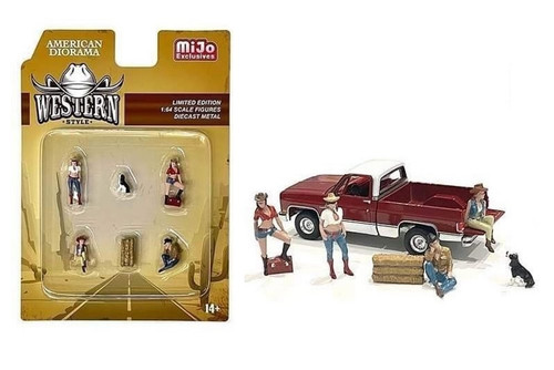 Figures Set Western Style, MultiAmerican Diorama 76485MJ 1/64 scale Figurine Diorama Accessory