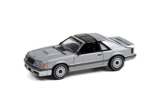 1982 Ford Mustang GT 5.0, Silver Metallic - Greenlight 13310D/48 - 1/64 scale Diecast Model Toy Car