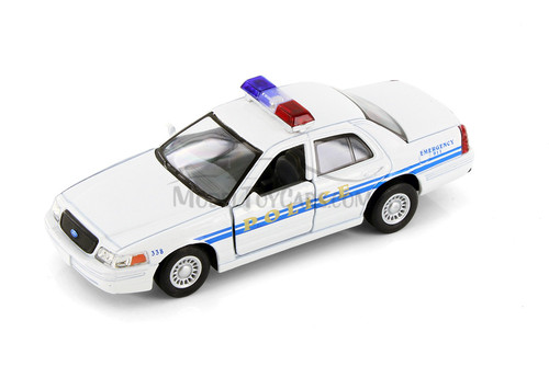 Ford Crown Victoria Police Interceptor, White - Kinsmart 5342D - 1/42 scale Diecast Car