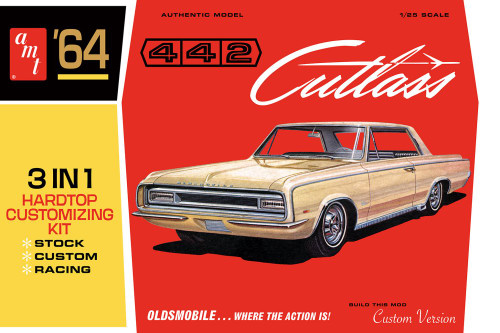 1964 Oldsmobile Cutlass 442 Hardtop 3-In-1, Gray - AMT AMT1066/12 - 1/25 scale Plastic Model Kit