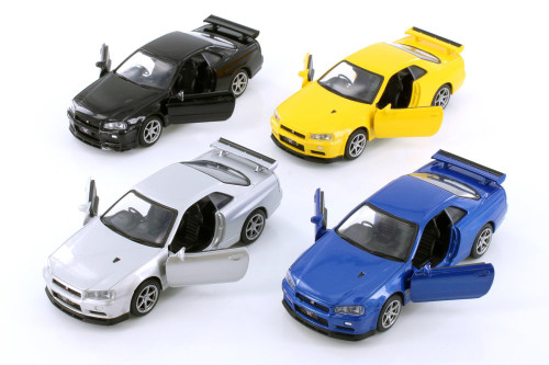  Nissan Skyline GT-R34 V Spec II Car Set Box of 12 1/36 Scale Diecast Model Cars, Assd Colors