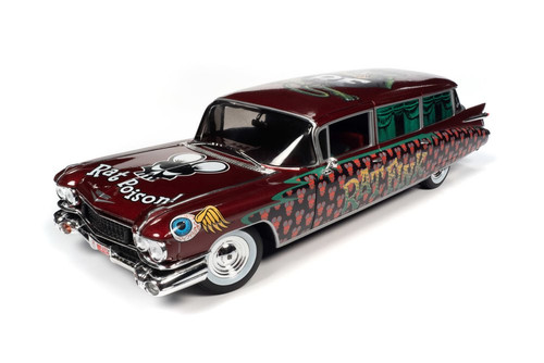 1959 Cadillac Eldorado Hearse "Rat Fink", Red - Auto World AW303 - 1/18 scale Diecast Car