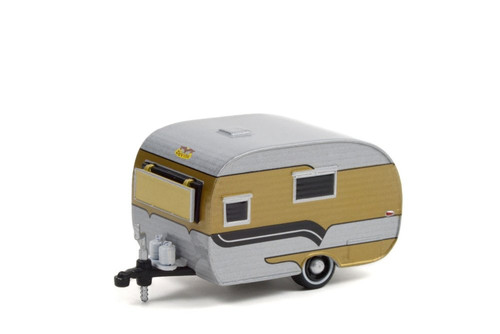 1958 Catolac Deville Travel Trailer, Gold - Greenlight 34110B/48 - 1/64 scale Diecast Model Toy Car