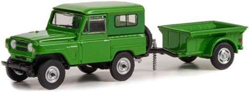 1972 Nissan Patrol and 1/4 Ton Cargo Trailer, Green - Greenlight 32250A - 1/64 scale Diecast Car