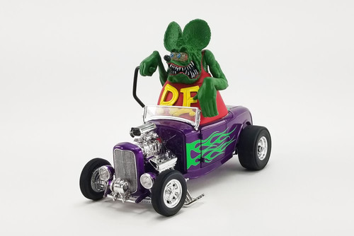 1932 Ford Hot Rod Roadster w/ Rat Fink Figure, Purple - Acme