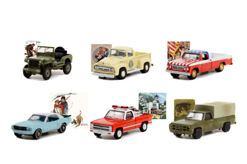  Norman Rockwell Series 4 Diecast Car Set - Box of 6 assorted 1/64 Scale Diecast Model Cars
