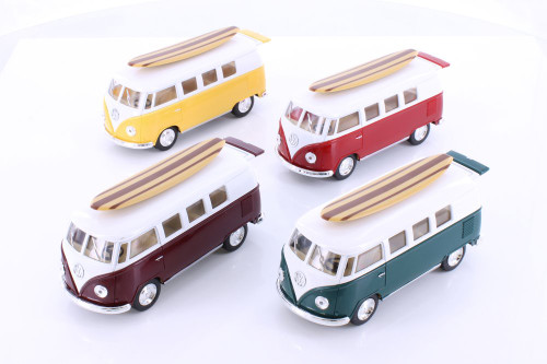  1962 Volkswagen Classic Bus with  Car Set Box of 12 1/32 Scale Diecast Model Cars, Assd Colors