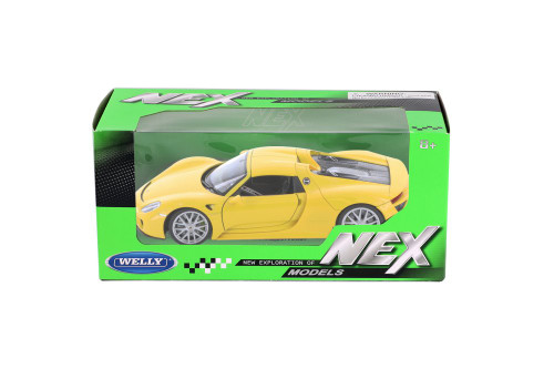 Porsche 918 Spyder, Yellow - Welly 24055HWYL - 1/24 scale Diecast