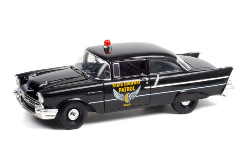 1957 Chevy 150 Sedan - Ohio Highway Patrol, Black - Greenlight HWY18028 - 1/18 scale Diecast Car