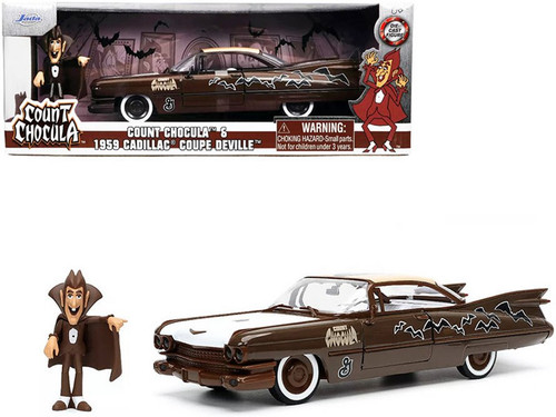 1959 Cadillac Coupe DeVille w/ Count Chocula Figurine, Brown - Jada Toys - 1/24 scale Diecast Car