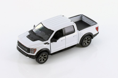 2022 Ford F-150 Raptor Pickup Truck, White - Kinsmart 5436D - 1/46 scale Diecast Model Toy Car