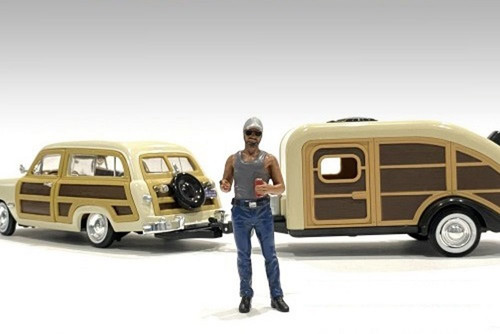 Campers Figure 5, Gray - American Diorama 76338 - 1/18 scale Figurine - Diorama Accessory