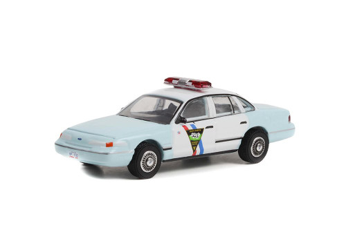 1992 Ford Crown Victoria Police Interceptor, Blue - Greenlight 43000B - 1/64 scale Diecast Car