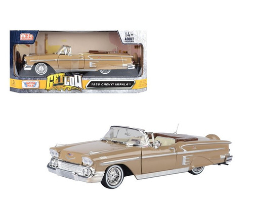 1958 Chevy Impala Convertible, Tan - Motor Max 79025TBRN - 1/24 scale Diecast Model Toy Car