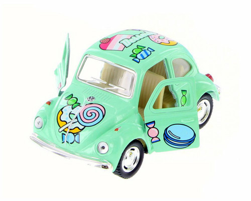 1967 Volkswagen Classic Beetle with Decals, Green - Kinsmart 4026DYF - 4" Diecast Car
